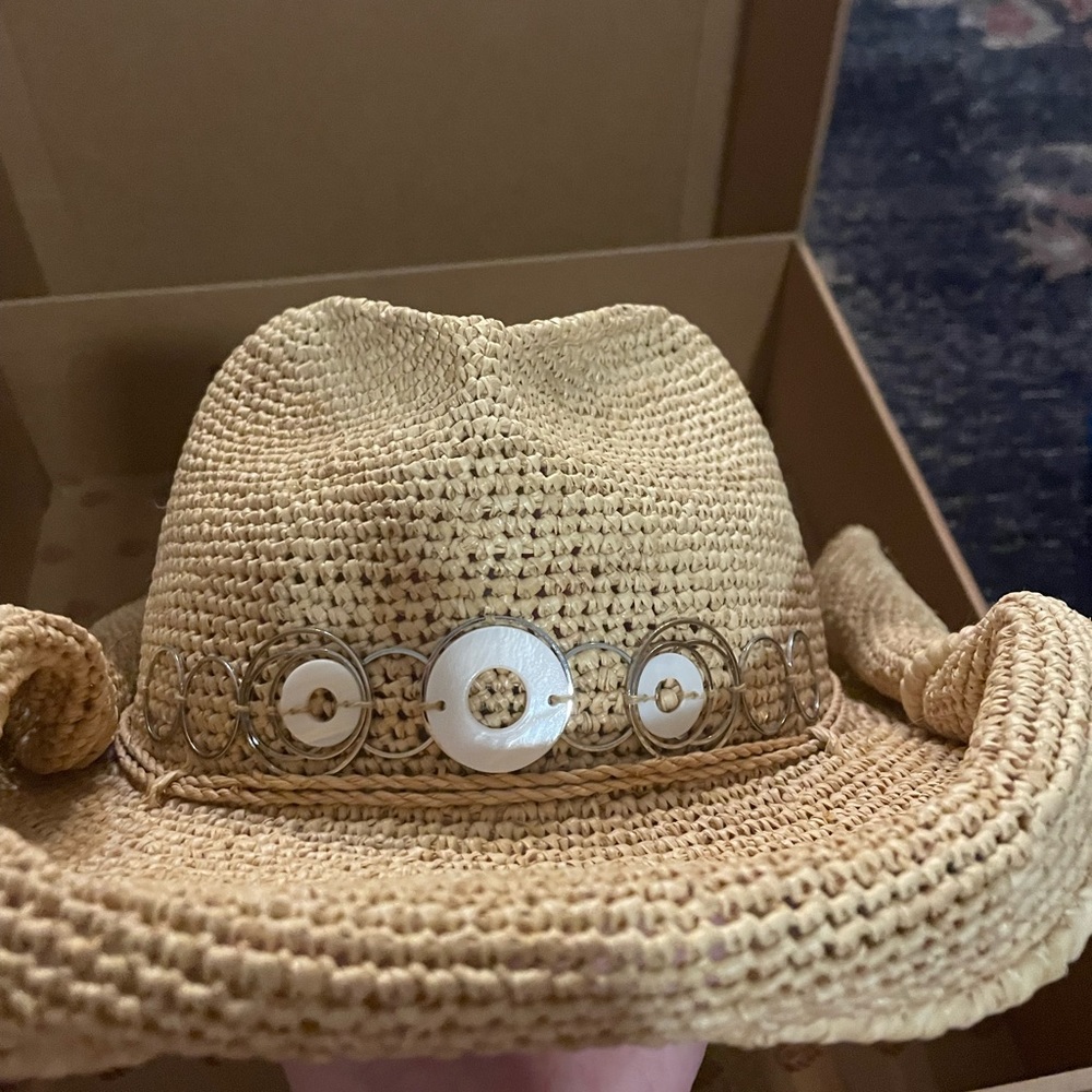 Helen Kaminski raffia Lacerta hat in natural.